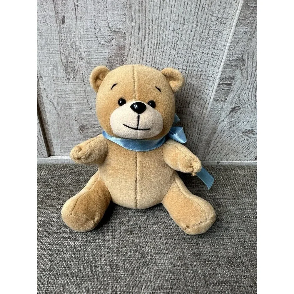 Infantino It's a Boy Brown Teddy Bear Stuffed Plush Blue Ribbon